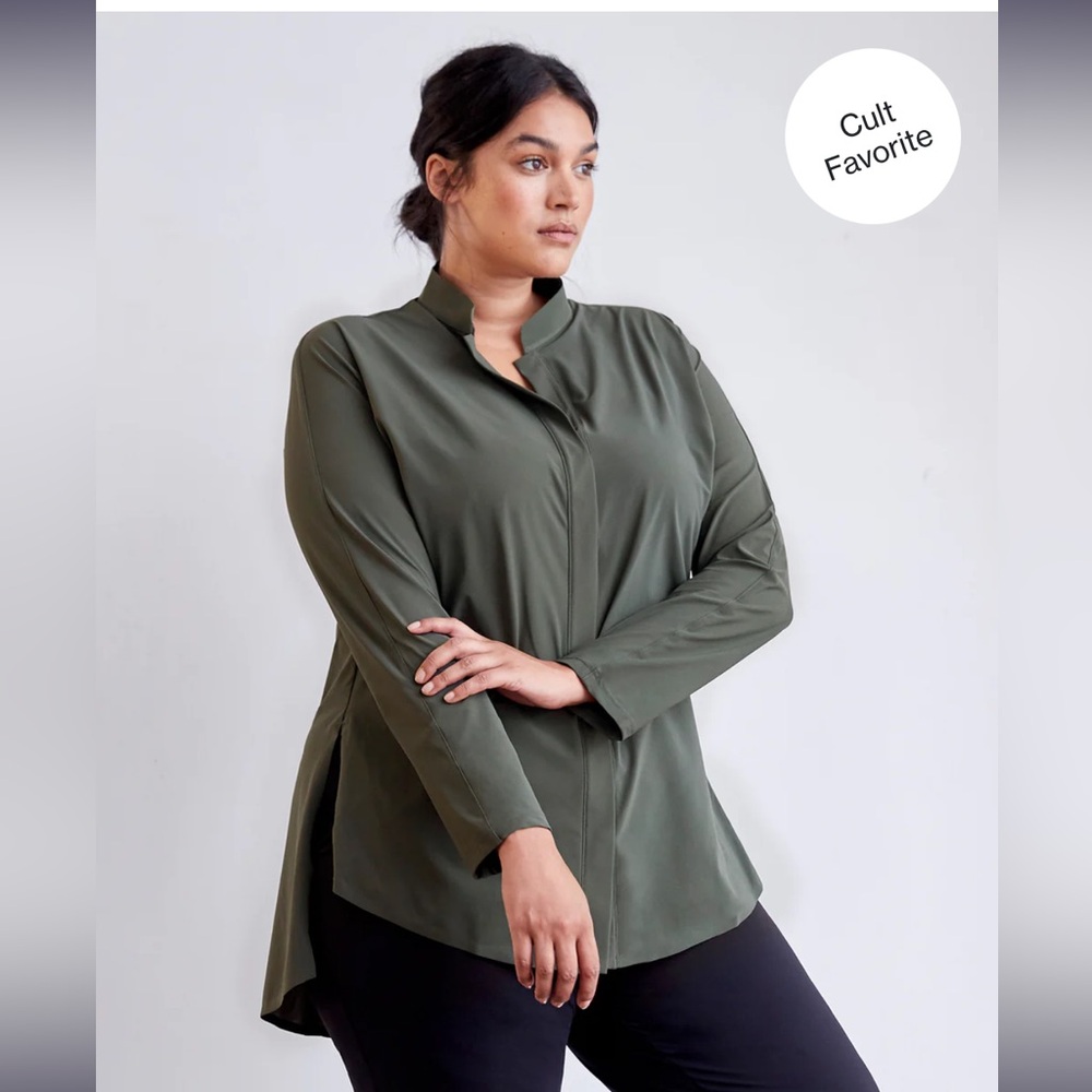 ADAY Something Borrowed Shirt Moss - Long Sleeve Button Up - Large